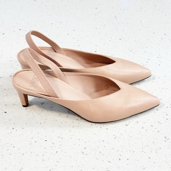 Franco Sarto SARTO Mandalay Nude Slingback Pointed Toe Heels Size 9 - Picture 1 of 11
